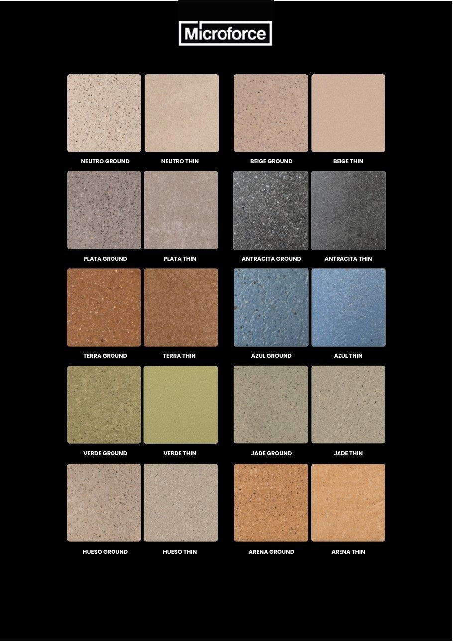 Microstone Thin-Ground Microquartz colour chart