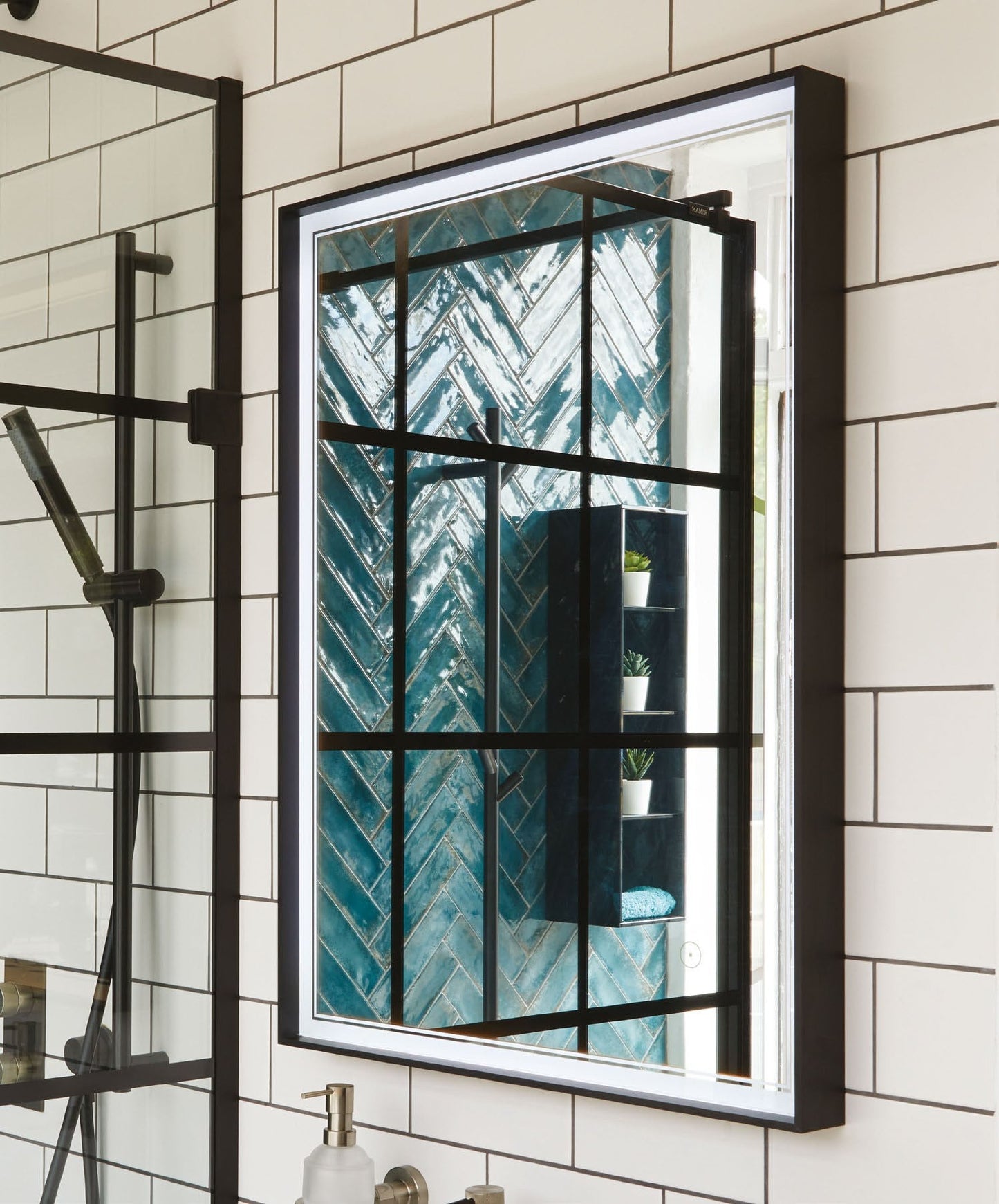 Origins Living Astoria LED Mirror in a bathroom setting