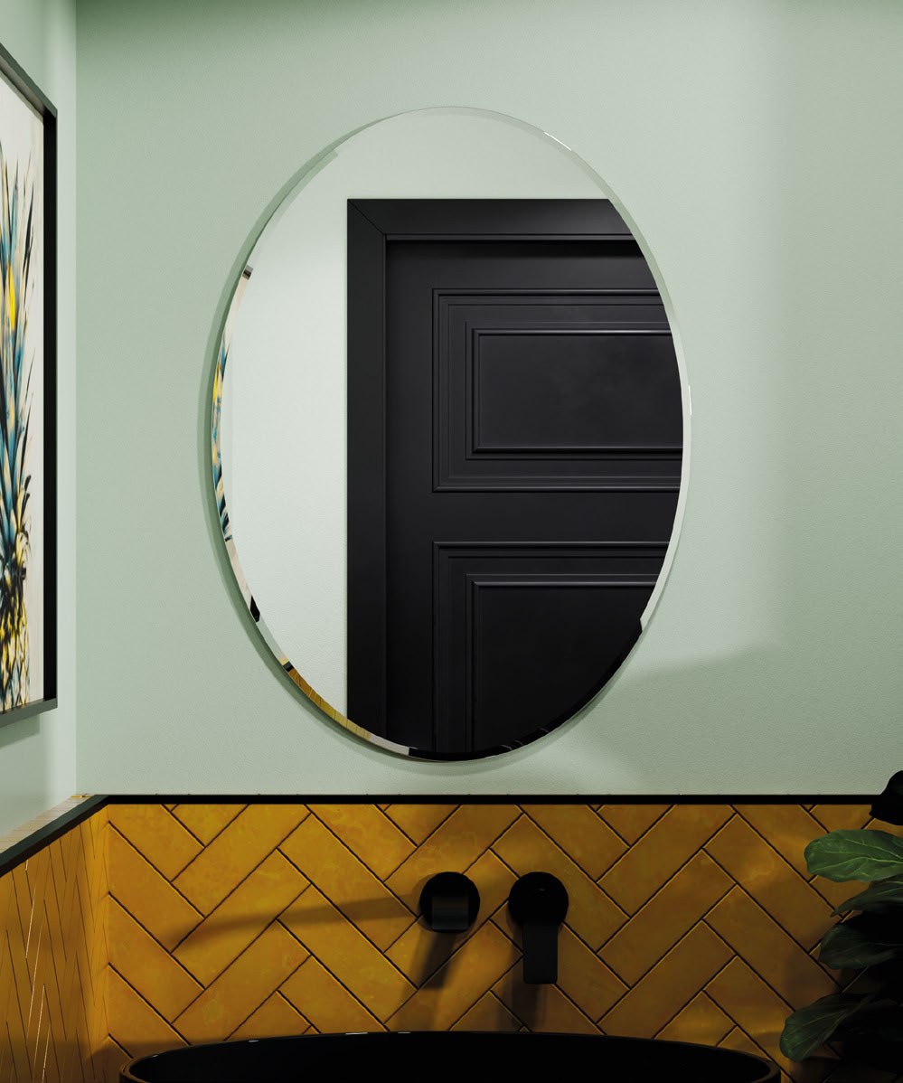 Origins Living Belvoir Mirror in a bathroom setting