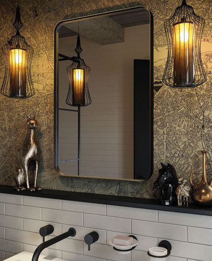 Origins Living City Rectangular Mirror in a bathroom setting