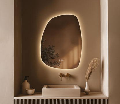 Origins Living Claris Organic 60 LED Mirror in a bathroom setting