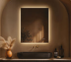 Origins Living Claris Rectangular LED Mirror in a bathroom setting