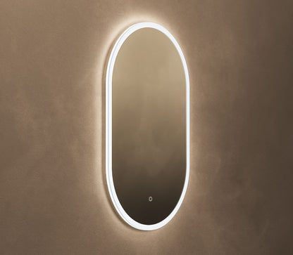 Origins Living Cleo Capsule LED Mirror in a bathroom setting