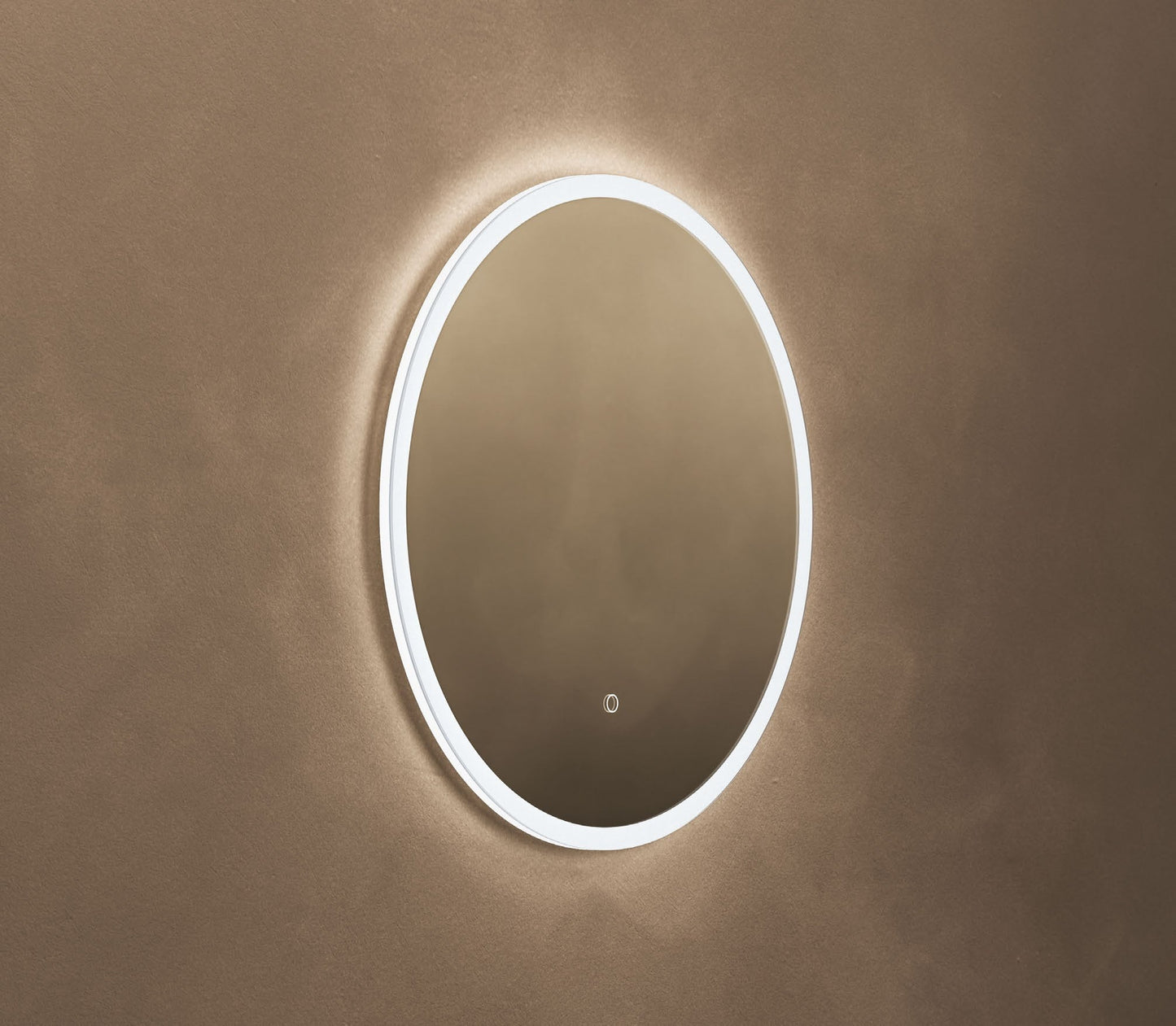 Origins Living Cleo Round LED Mirror in a bathroom setting