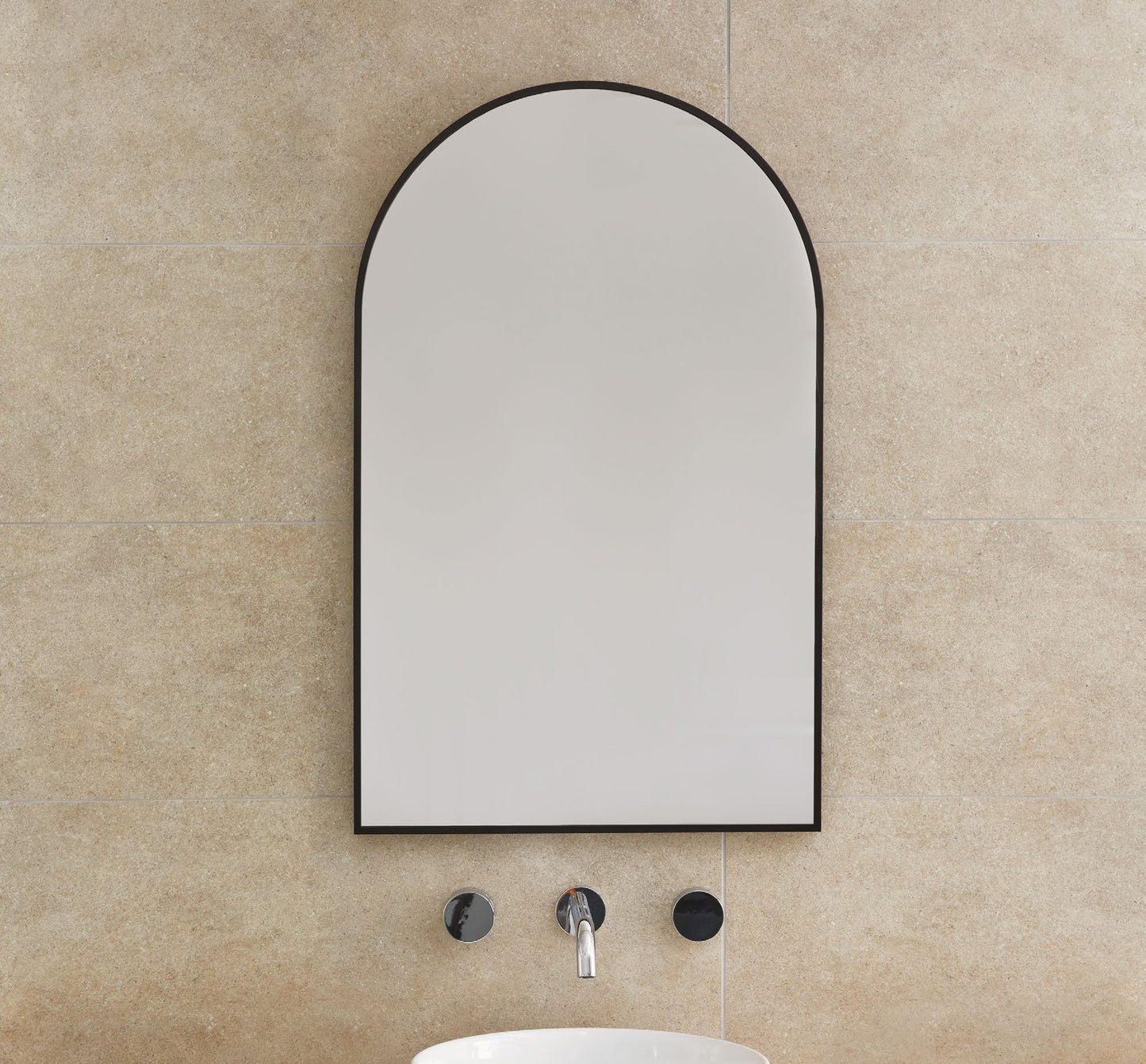 Origins Living Docklands Arch Mirror in a bathroom setting