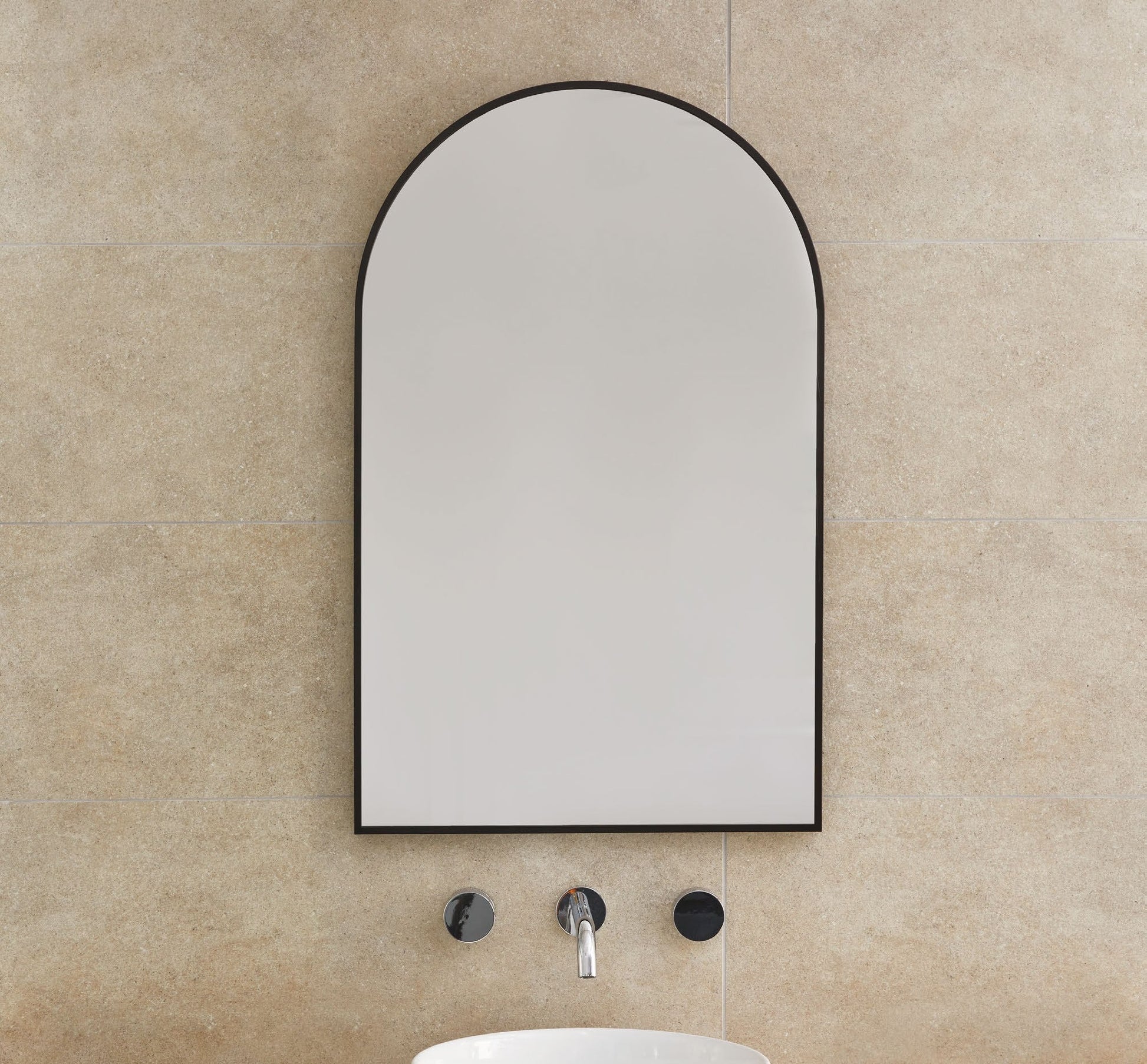 Origins Living Docklands Arch Mirror in a bathroom setting