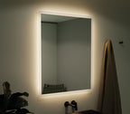 Origins Living Edison Rectangular LED Mirror in a bathroom setting
