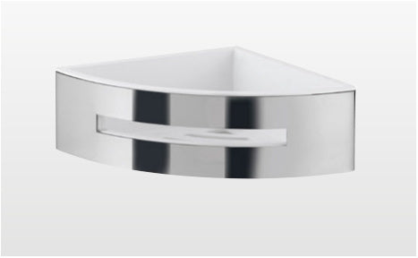 Origins Living Gedy Poseidon Corner Basket in Chrome / Matt White