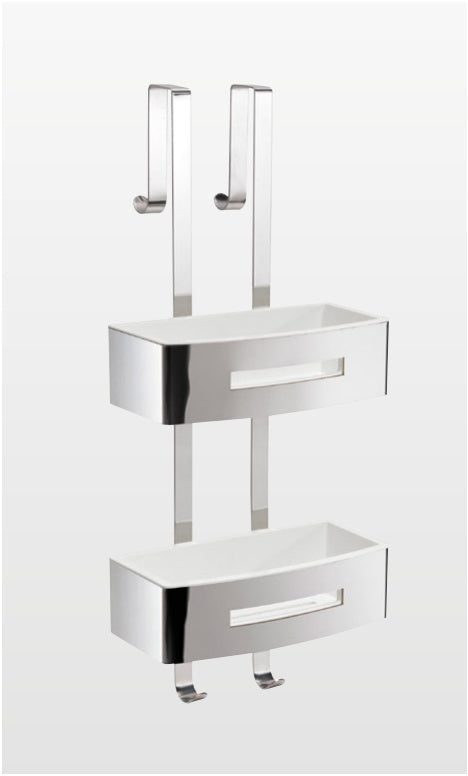 Origins Living Gedy Poseidon Rectangular Double Hanging Basket in Chrome / Matt White