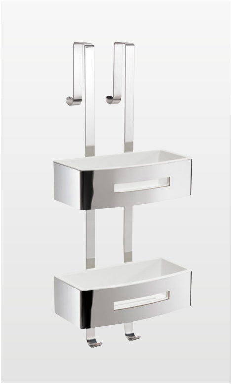 Origins Living Gedy Poseidon Rectangular Double Hanging Basket in Chrome / Matt White