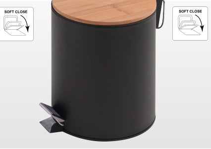Origins Living Kenta Pedal Bin 3L in Matt Black / Bamboo