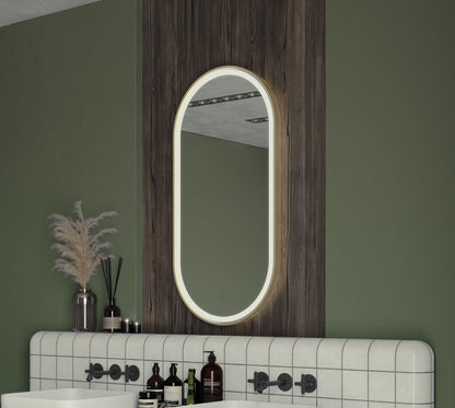 Origins Living Lomax Light Capsule LED Mirror in a bathroom setting