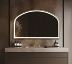 Origins Living Lomax Light Overmantel Arch LED Mirror in a bathroom setting