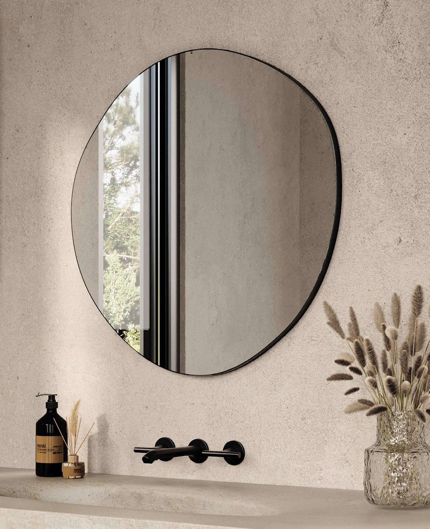 Origins Living Oslo Organic Mirror in a bathroom setting