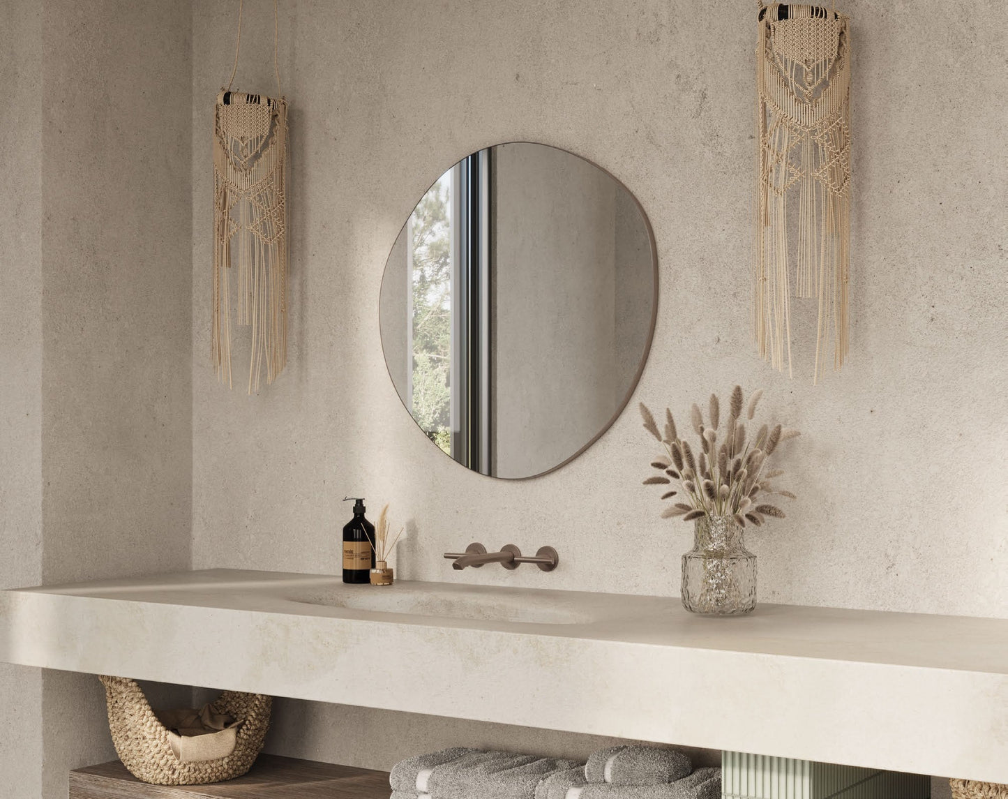 Origins Living Oslo Organic Mirror in a bathroom setting