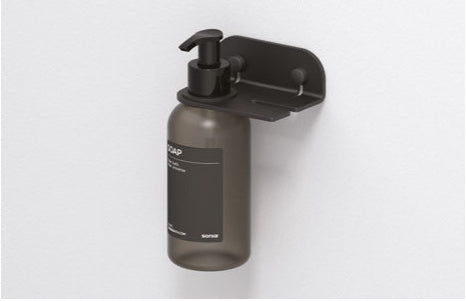 Origins Living Quick Soap Dispenser and Hook in Matt Black / Brown bottle