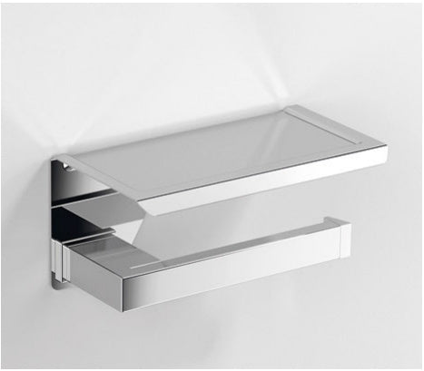 Origins Living S Cube Toilet Roll Holder with Shelf in Chrome
