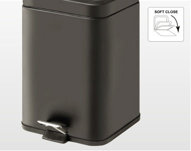 Origins Living Square Pedal Bin 5L Soft Close in Matt Black