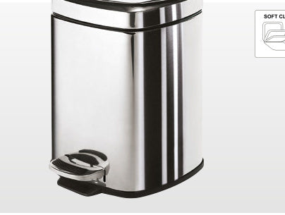 Origins Living Square Pedal Bin 5L Soft Close in Polished Stainless Steel