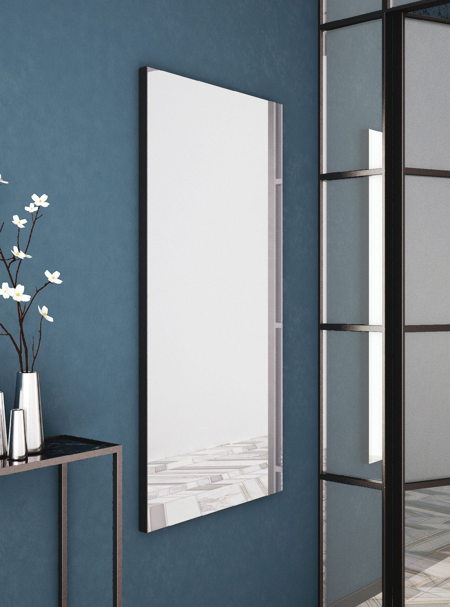 Origins Living Tate Rectangular Mirror in a bathroom setting