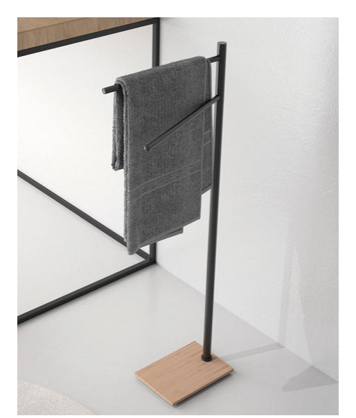 Origins Living Trilly Towel Stand in Matt Black / Bamboo