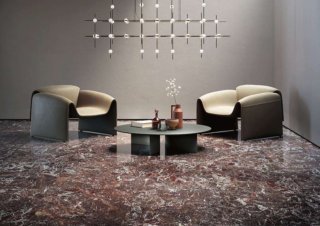 Fioranese Marmorea Intensa Rosso Levanto 74x74 floor lifestyle