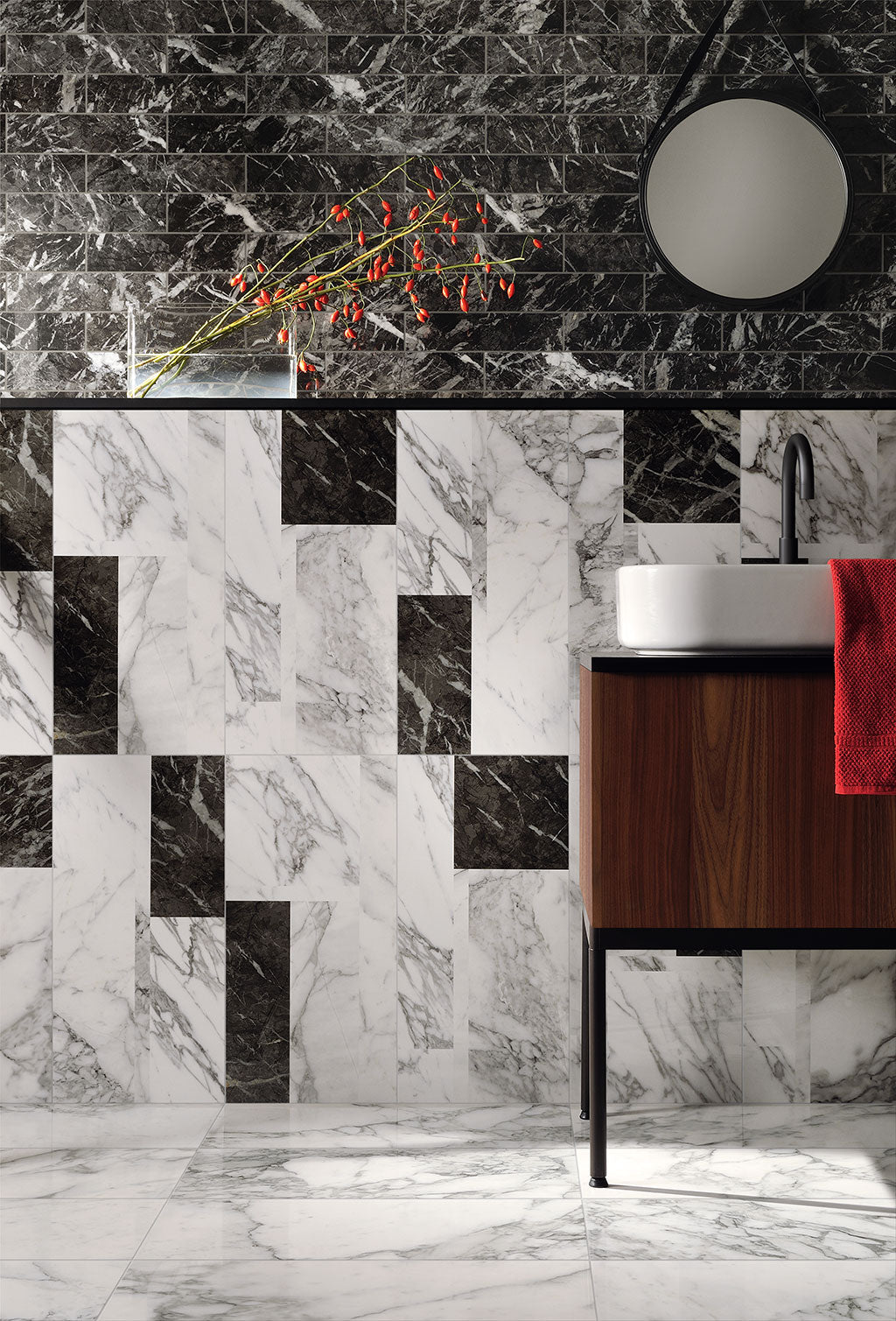 Fioranese Prestige Array Cold 30x60 with Carnico Effect bathroom lifestyle