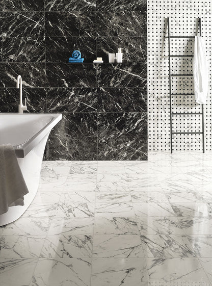 Fioranese Prestige Mosaico Weave with Statuarietto and Carnico Effect bathroom lifestyle