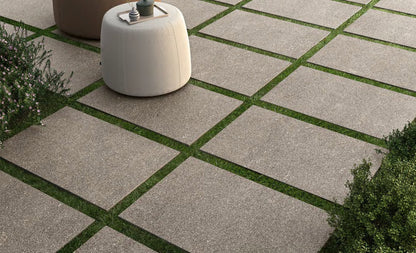 Coem Porfirica Grey gresX2 20mm outdoor porcelain paving, laid installation