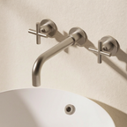 Crosswater MPRO Crosshead 3 Hole Wall Basin Tap Brushed Nickel