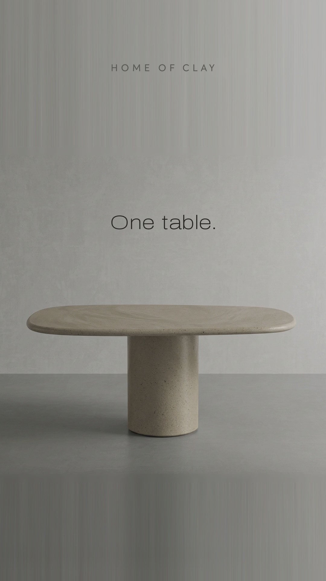 Design Works Bespoke microcement table launch video: one table on a matching pedestal, trowelled and polished by hand