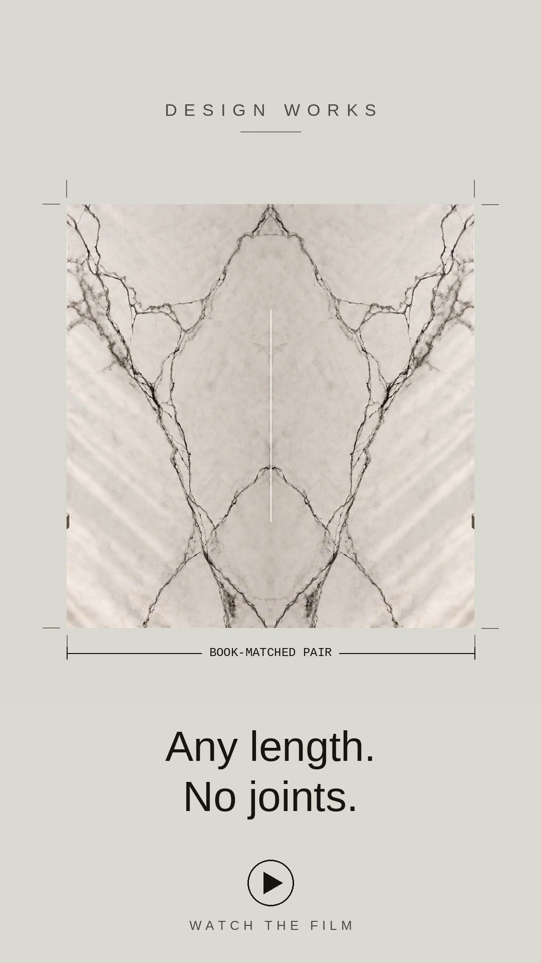 Design Works Bespoke worktops launch video: any length, no joints, in Prestige, Castle Grey Etched Vein and Microstone Trani Beige
