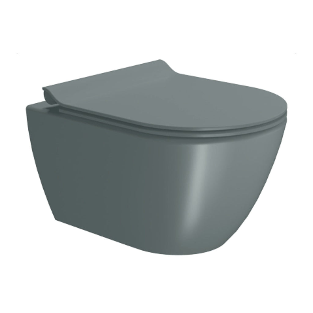GSI Pura 50 rimless wall hung WC in matt agave
