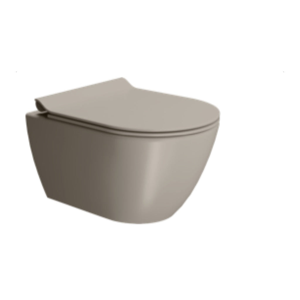 GSI Pura 50 rimless wall hung WC in matt tortora