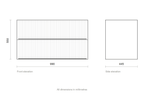 GSI Pura Ribbed 102 two drawer unit dimensioned drawing, 990 x 445 x 550 mm