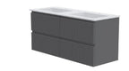 GSI Pura Ribbed 122 four drawer unit with double basin