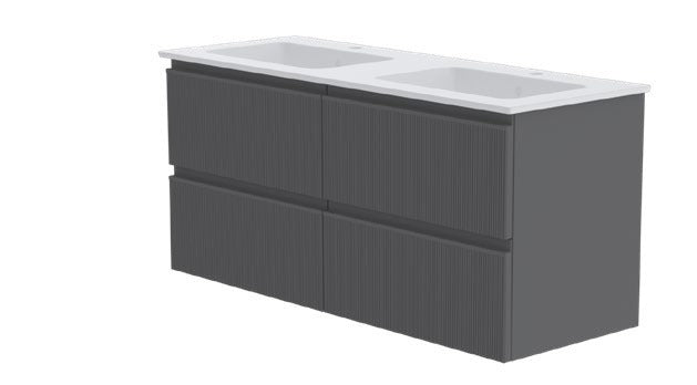 GSI Pura Ribbed 122 four drawer unit with double basin
