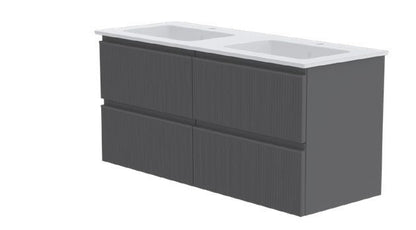 GSI Pura Ribbed 122 four drawer unit with double basin