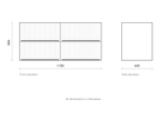 GSI Pura Ribbed 122 four drawer unit dimensioned drawing, 1190 x 445 x 550 mm