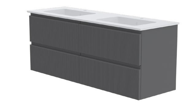 GSI Pura Ribbed 162 four drawer unit with double basin
