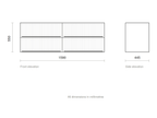 GSI Pura Ribbed 162 four drawer unit dimensioned drawing, 1590 x 445 x 550 mm