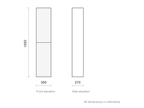 GSI Pura Ribbed tall wall unit dimensioned drawing, 350 x 270 x 1650 mm