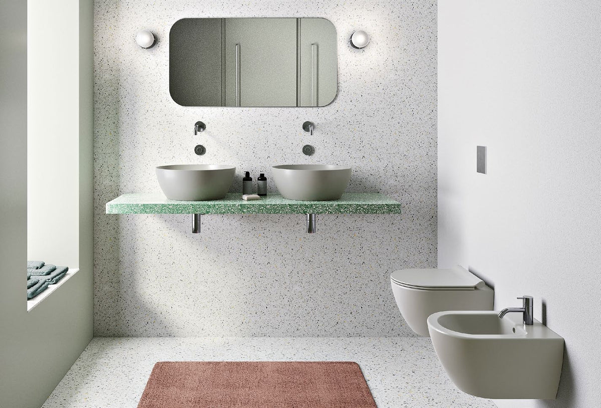 GSI Pura WC and bidet in matt cenere, bathroom setting