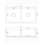 Whitebirk Sink Company Ribbleton Double Bowl Kitchen Sink 895 x 465 x 230mm