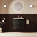 Crosswater Svelte 600 Double Drawer Unit with Basin in Grey Ash with Ice White Glass basin