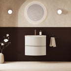 Crosswater Svelte 600 Double Drawer Unit with Basin in White Gloss with Ice White Glass basin
