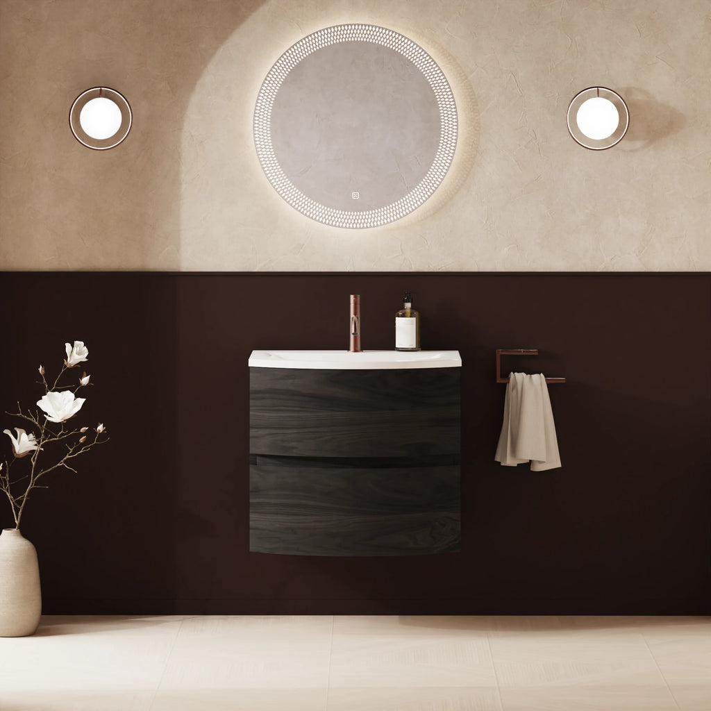 Crosswater Svelte 600 Double Drawer Unit with Basin in Grey Ash with Cast Mineral Marble basin