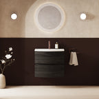 Crosswater Svelte 600 Double Drawer Unit with Basin in Grey Ash with Cast Mineral Marble basin