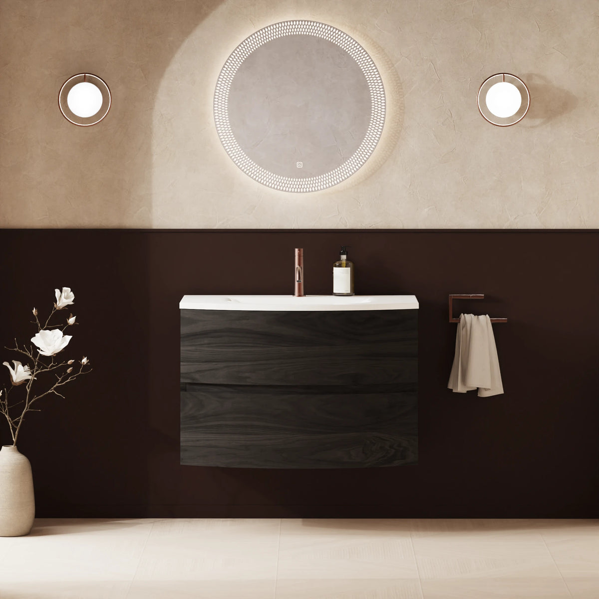 Crosswater Svelte 800 Double Drawer Unit with Basin in Grey Ash with Cast Mineral Marble basin