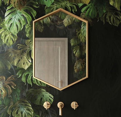 Origins Living Docklands Hexagonal Mirror in a bathroom setting